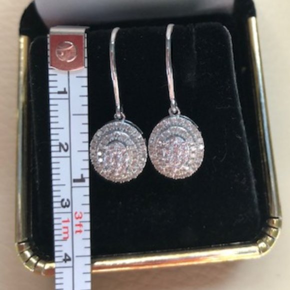 DIAMOND 3 TIER OVAL- EURO HOOK EARINGS - Picture 6 of 7